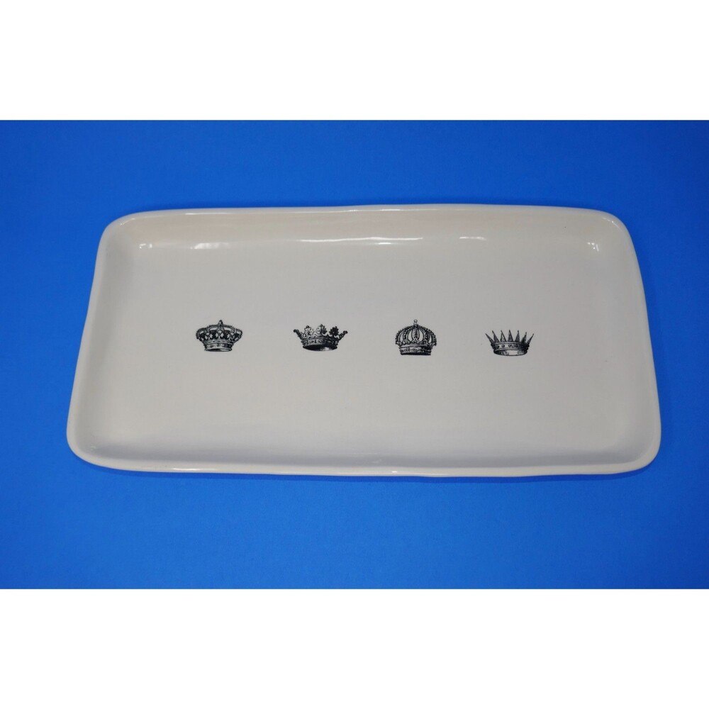 Rae Dunn Royal Day Crown Ceramic Serving Platter Tray Rare Artisan Boutique VHTF